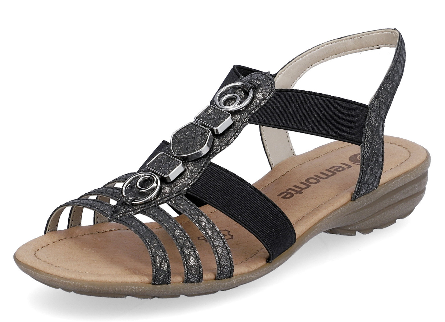 Remonte Riemchen-Sandalen mit Metallschmuck, Schwarz, Größe 37 von BADER