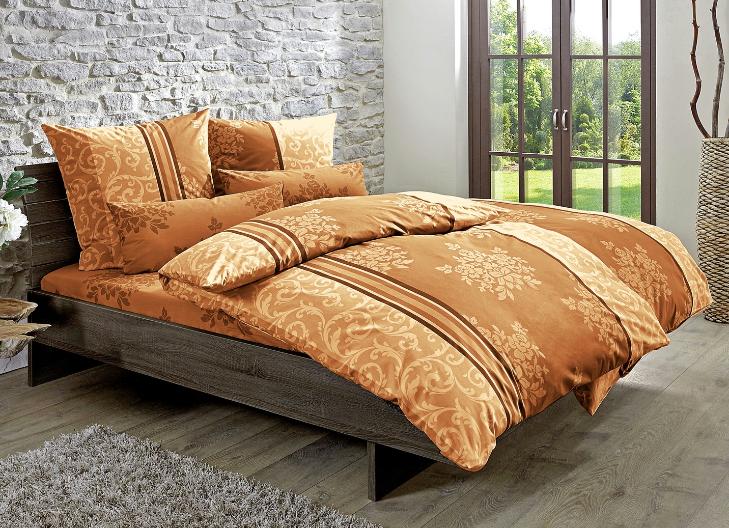 Renforcé Bettwäsche aus 100% Baumwolle, Größe 412 (4-teiliges Set), Terra von BADER