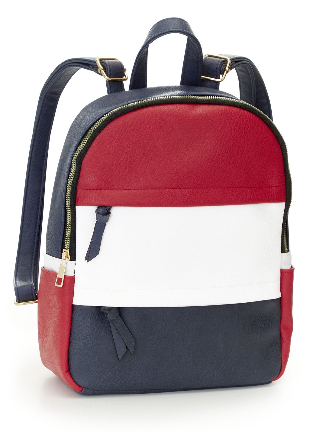 Rucksack in Color-Blocking-Optik, Marine-Rot-Weiss von BADER