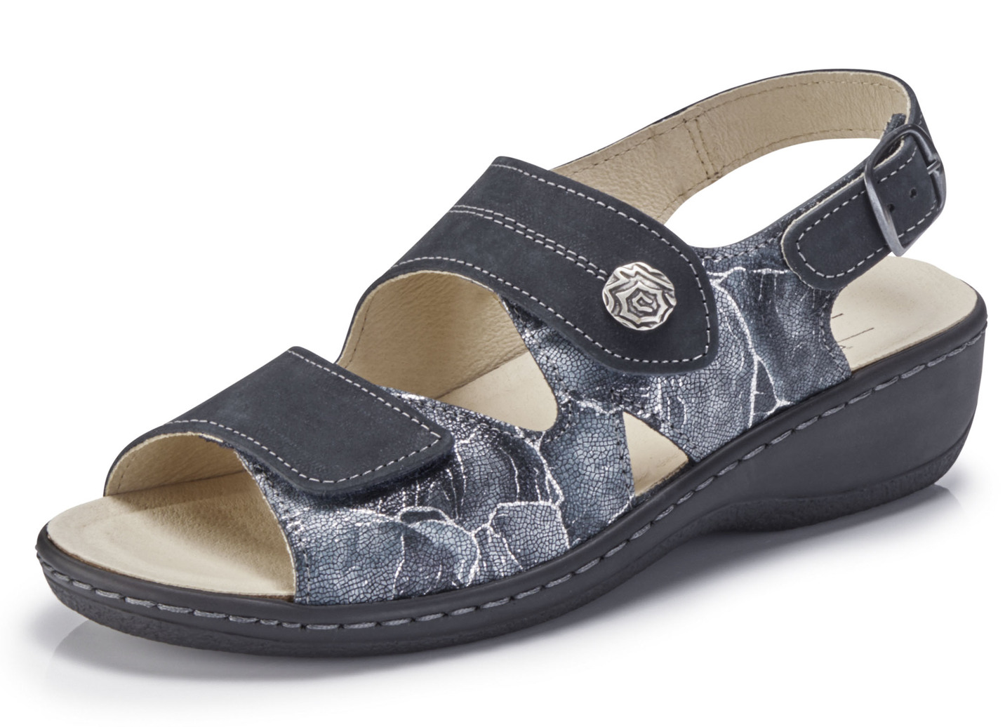 ELENA EDEN, bequeme Damen-Sandalen, Weite H, mit herausnehmbarem Fußbett, Dunkelblau, Größe 36 ELENA EDEN, bequeme Damen-Sandalen, Weite H, mit herausnehmbarem Fußbett, Dunkelblau, Größe 36 von ELENA EDEN