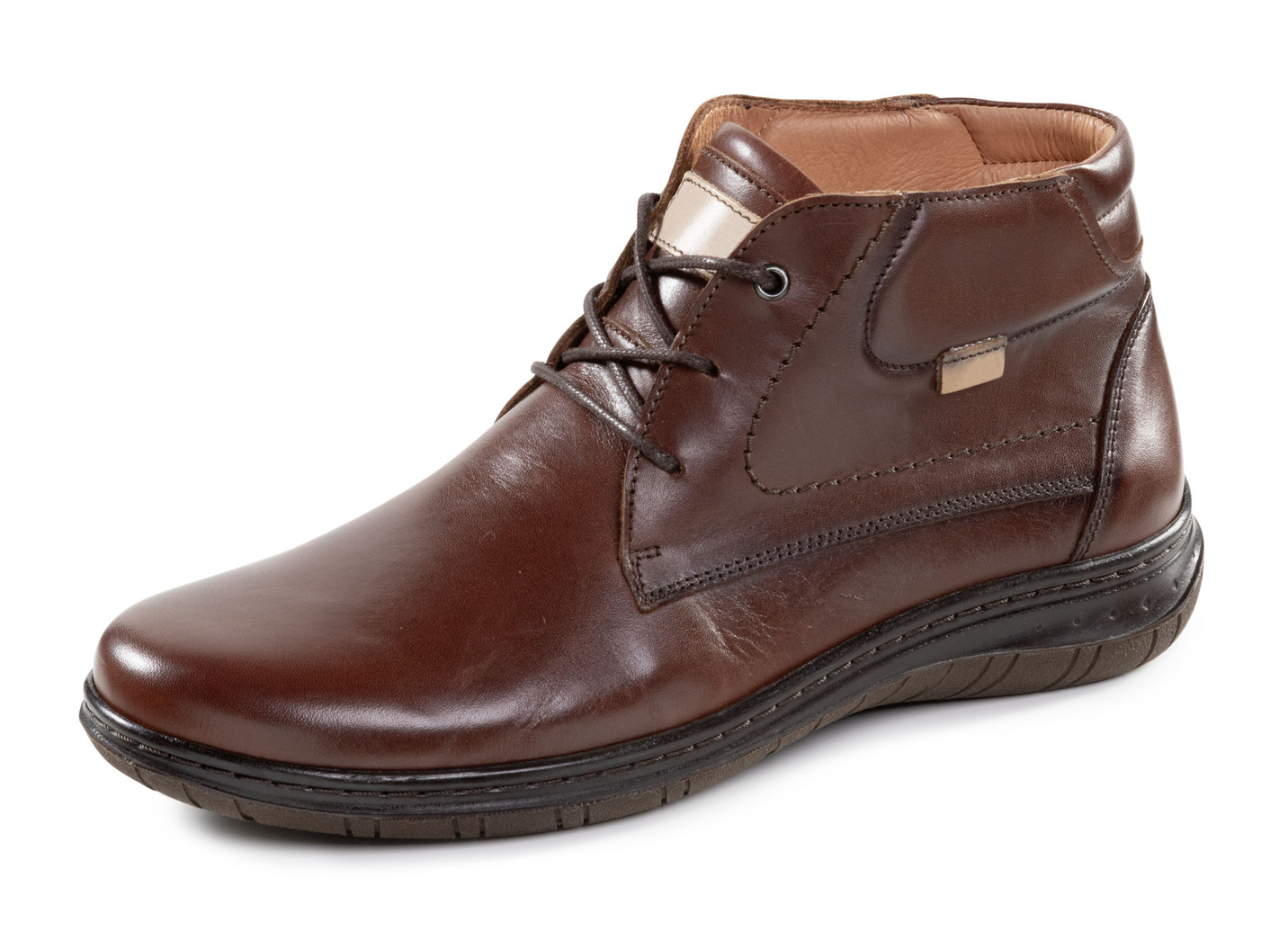 Schnür-Boots aus schattiertem Rind-Nappaleder, Braun, Größe 43 von BADER