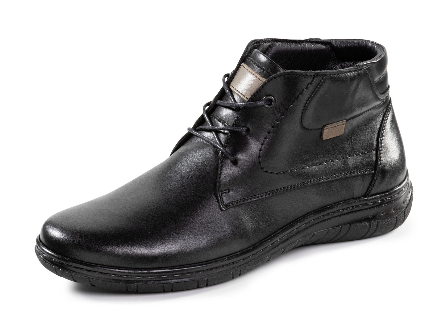 Schnür-Boots aus schattiertem Rind-Nappaleder, Schwarz, Größe 40 von BADER