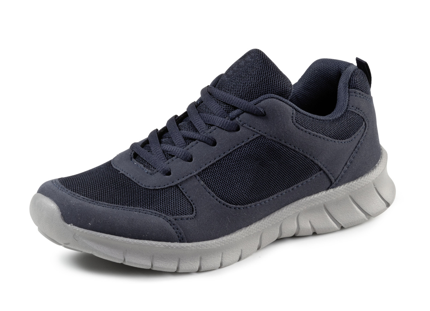 Schnür-Sneaker aus Synthetik und weichem Textilmaterial, Dunkelblau, Größe 41 von BADER