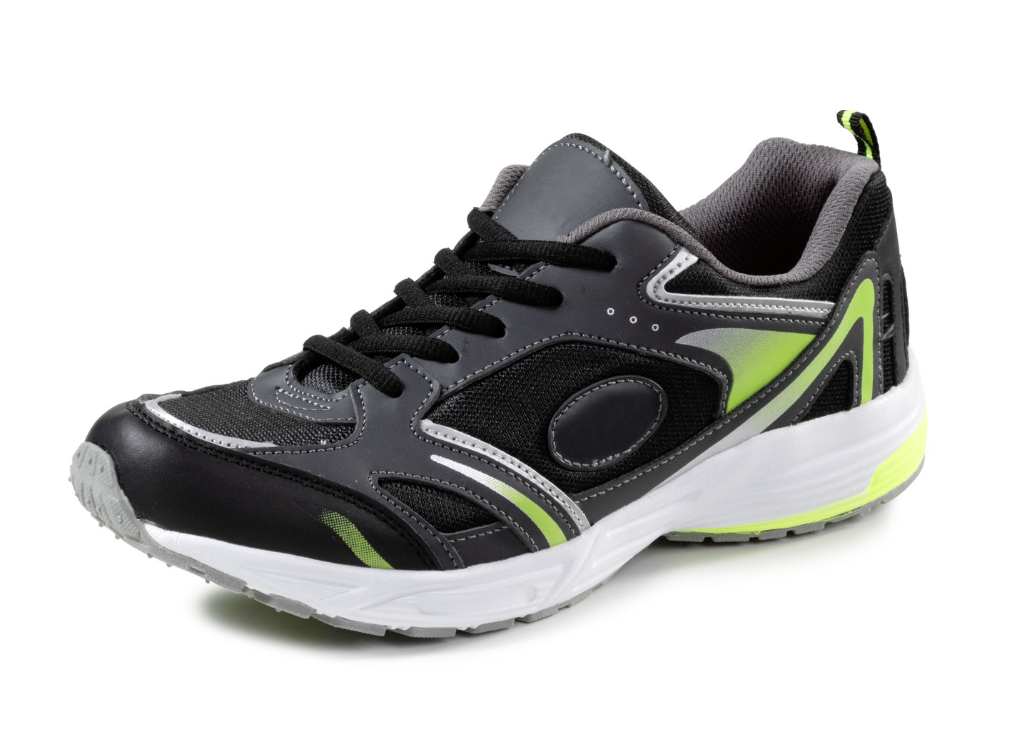 Schnür-Sneaker aus effektvoll bedrucktem Synthetik, Schwarz-Grün, Größe 40 von BADER