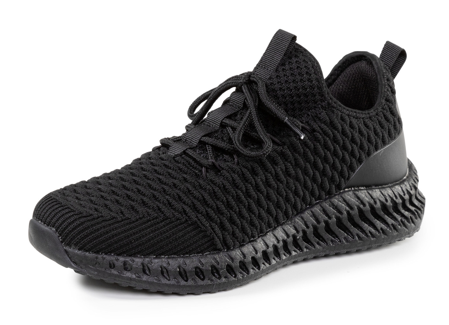 Schnür-Sneaker aus strukturiertem Textilmaterial, Schwarz, Größe 41 von BADER