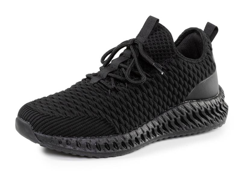 Schnür-Sneaker aus strukturiertem Textilmaterial, Schwarz, Größe 41 von BADER
