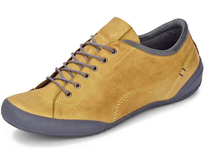 Andrea Conti, klassische Damen-Schnürschuhe, mit herausnehmbarem Lederfußbett, Senfgelb, Größe 41 von Andrea Conti