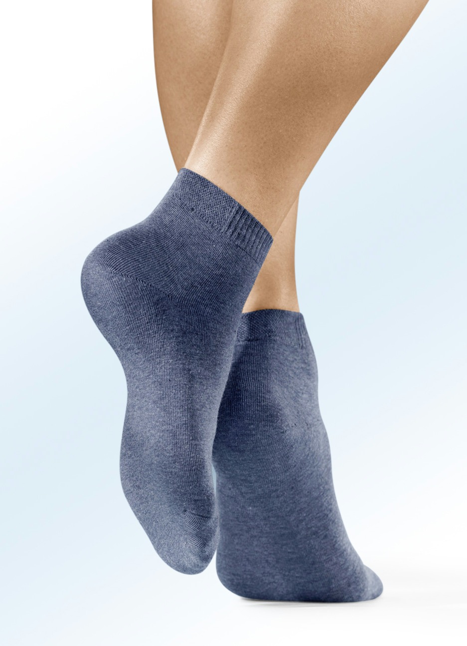 Sechserpack Socken in verschiedenen Farbstellungen 3x Jeanstöne 3X Beigetöne Größe 2 (Schuhgr.39-42) Damen von BADER