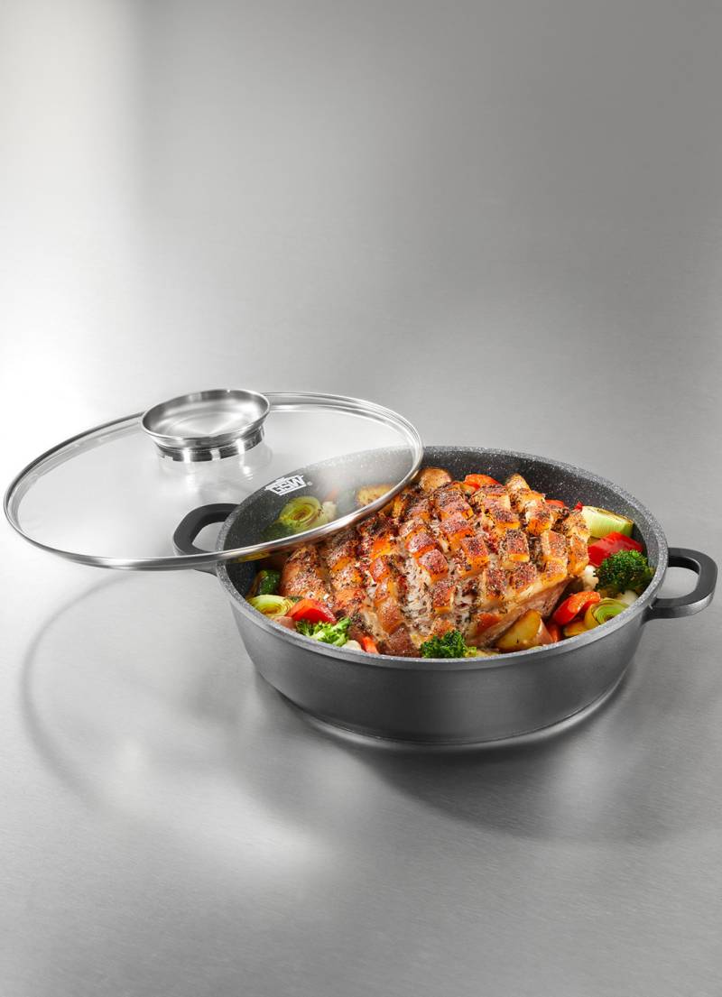 Servierpfanne aus hochwertigem Aluguss, Pfanne 28 cm, Grau Servierpfanne aus hochwertigem Aluguss, Pfanne 28 cm, Grau von BADER