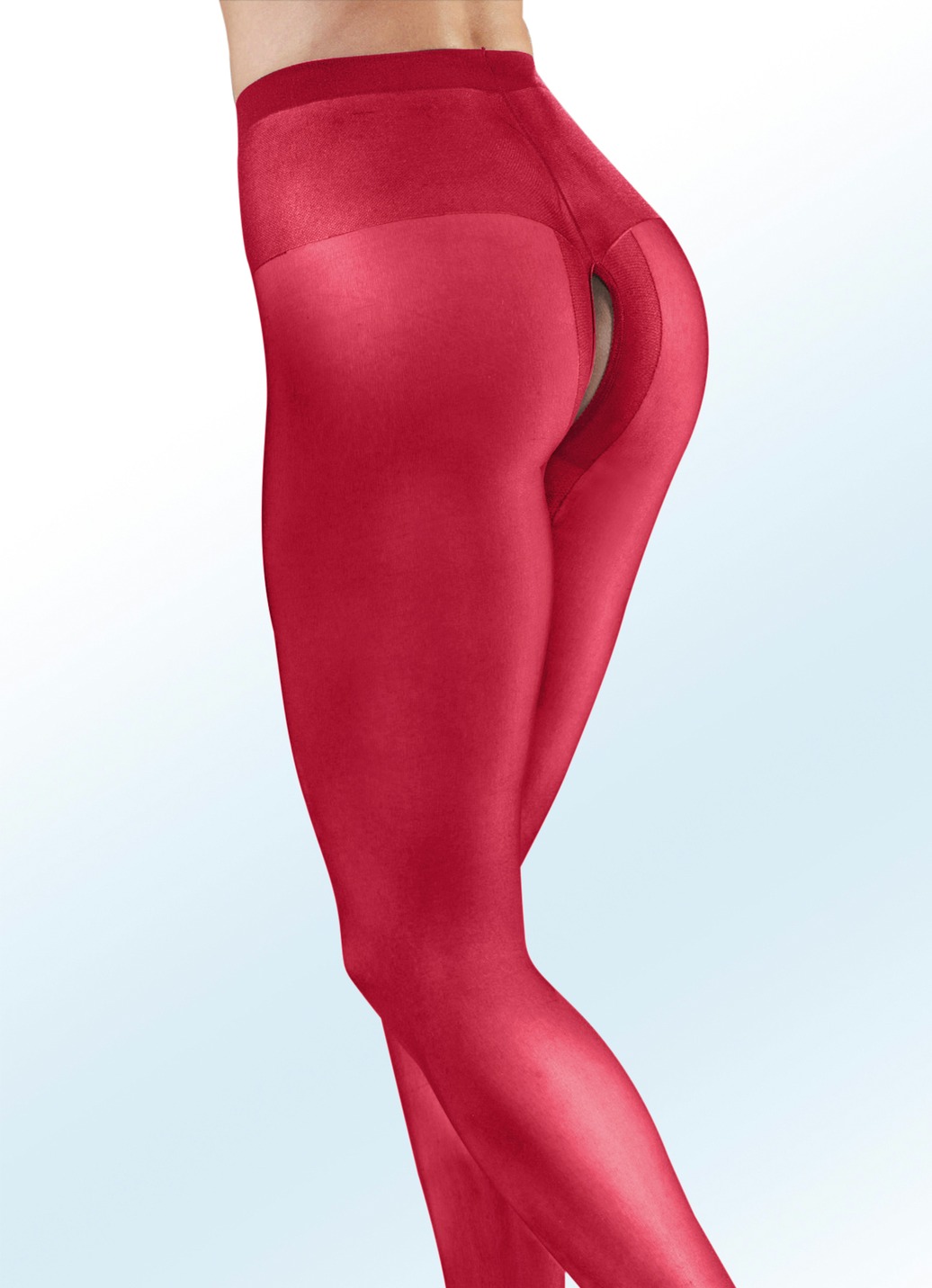 Sexy Dreierpack Strumpfhosen mit offenem Schritt, Größe 4 (44/46), Rot von BADER