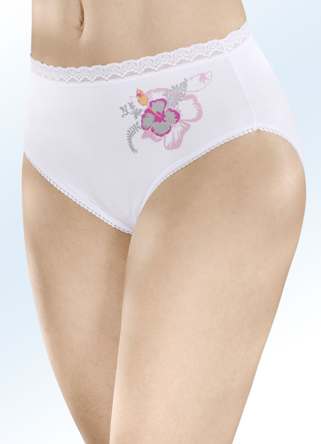 Slip mit buntem Blumenmotiv, Weiss, Größe 44 von BADER