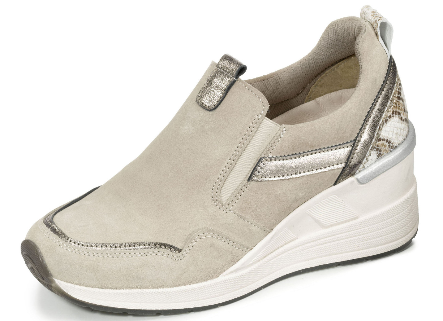 Slipper aus Rind-Veloursleder, Beige, Größe 42 von BADER