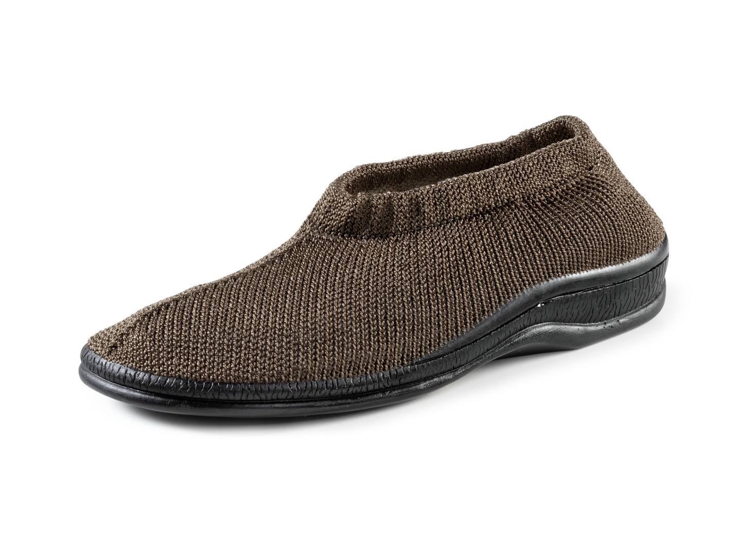 Slipper aus elastischem Strickmaterial, Braun, Größe 39 von BADER