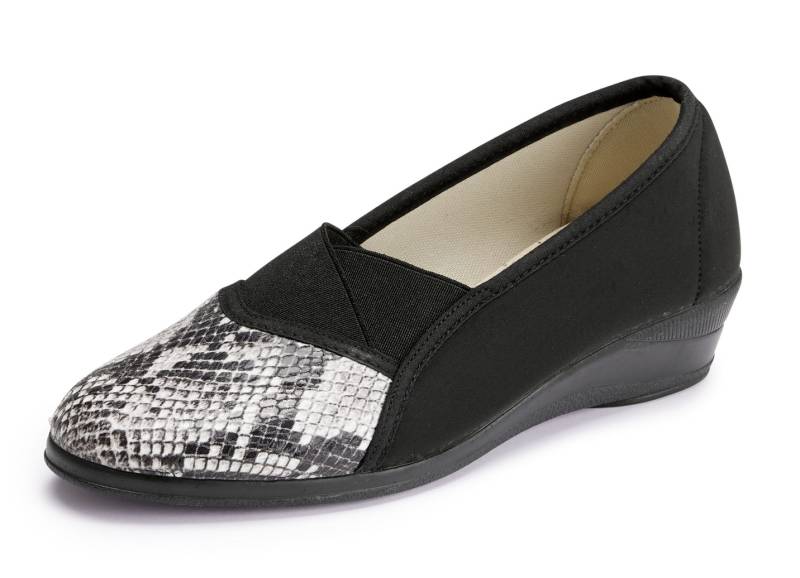 Slipper aus elastischem Textilmaterial, Schwarz-Grau, Größe 40 von BADER