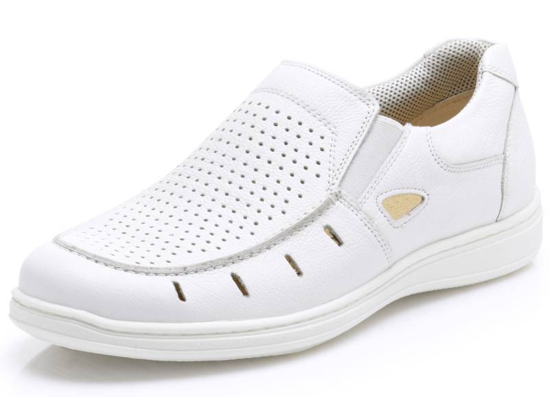 GINO GALANTE Slipper mit luftiger Perforation, Naturweiss, Größe 42 von GINO GALANTE