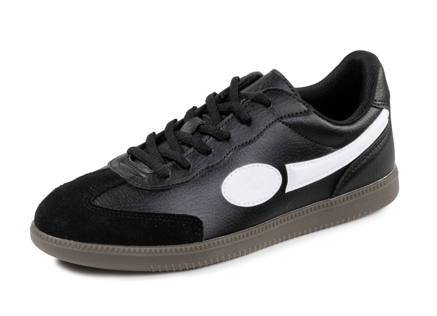Sneaker aus Synthetik und Veloursleder, Schwarz-Weiss, Größe 40 von BADER