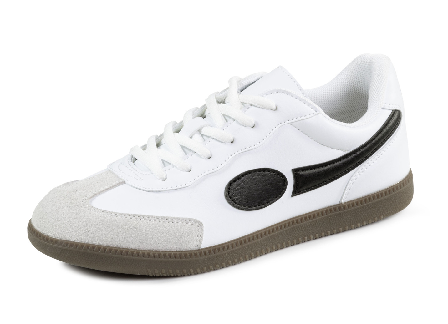 Sneaker aus Synthetik und Veloursleder, Weiss-Schwarz, Größe 46 von BADER