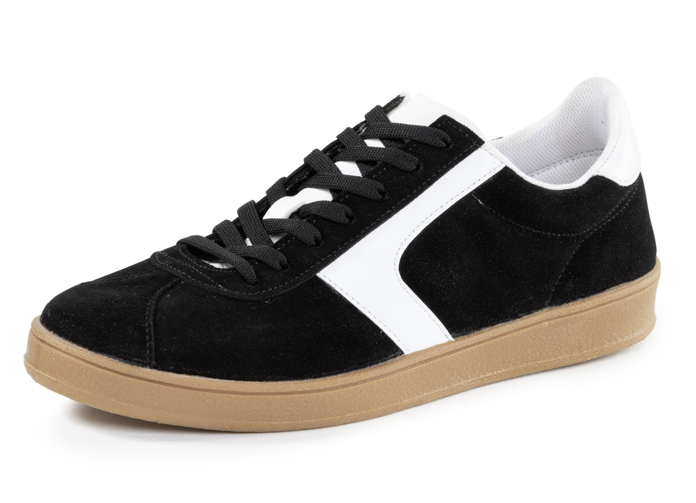 Sneaker aus Veloursleder mit Nappa-Besätzen und gepolstertem Schaftrand, Schwarz, Größe 41 von BADER