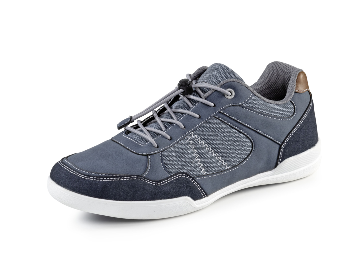 Sneaker mit elastischem Schnellschnürsystem mit Stopper, Blau-Cognac, Größe 40 von BADER