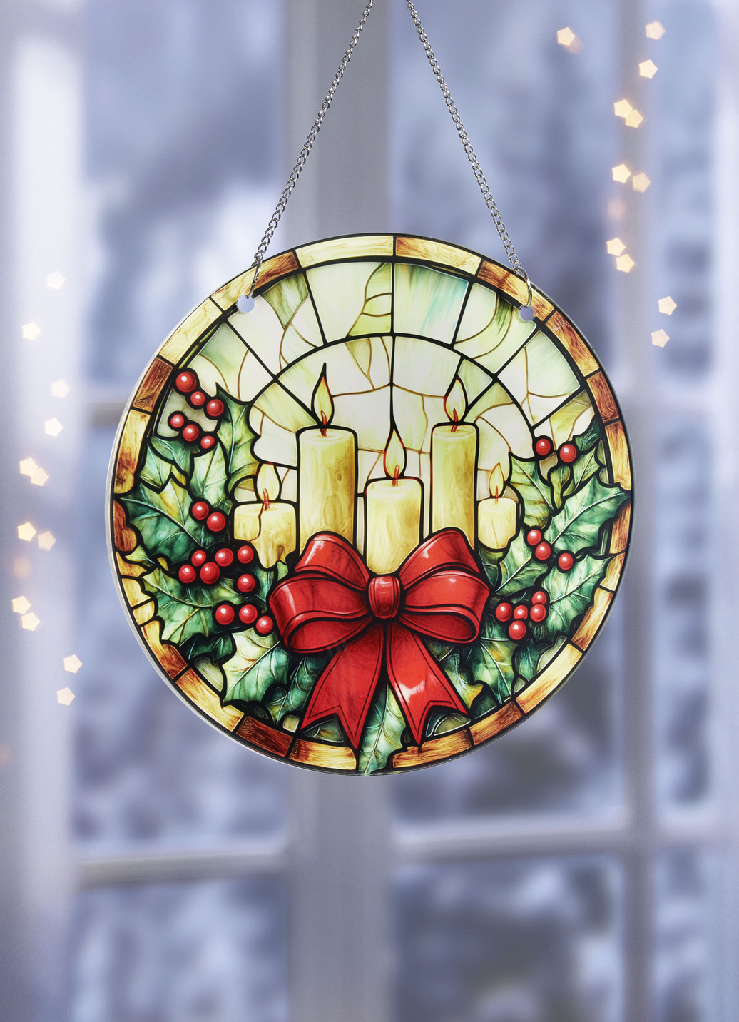 Sonnenfänger mit Kette aus Metall, Kerzen-Motiv, Bunt von BADER