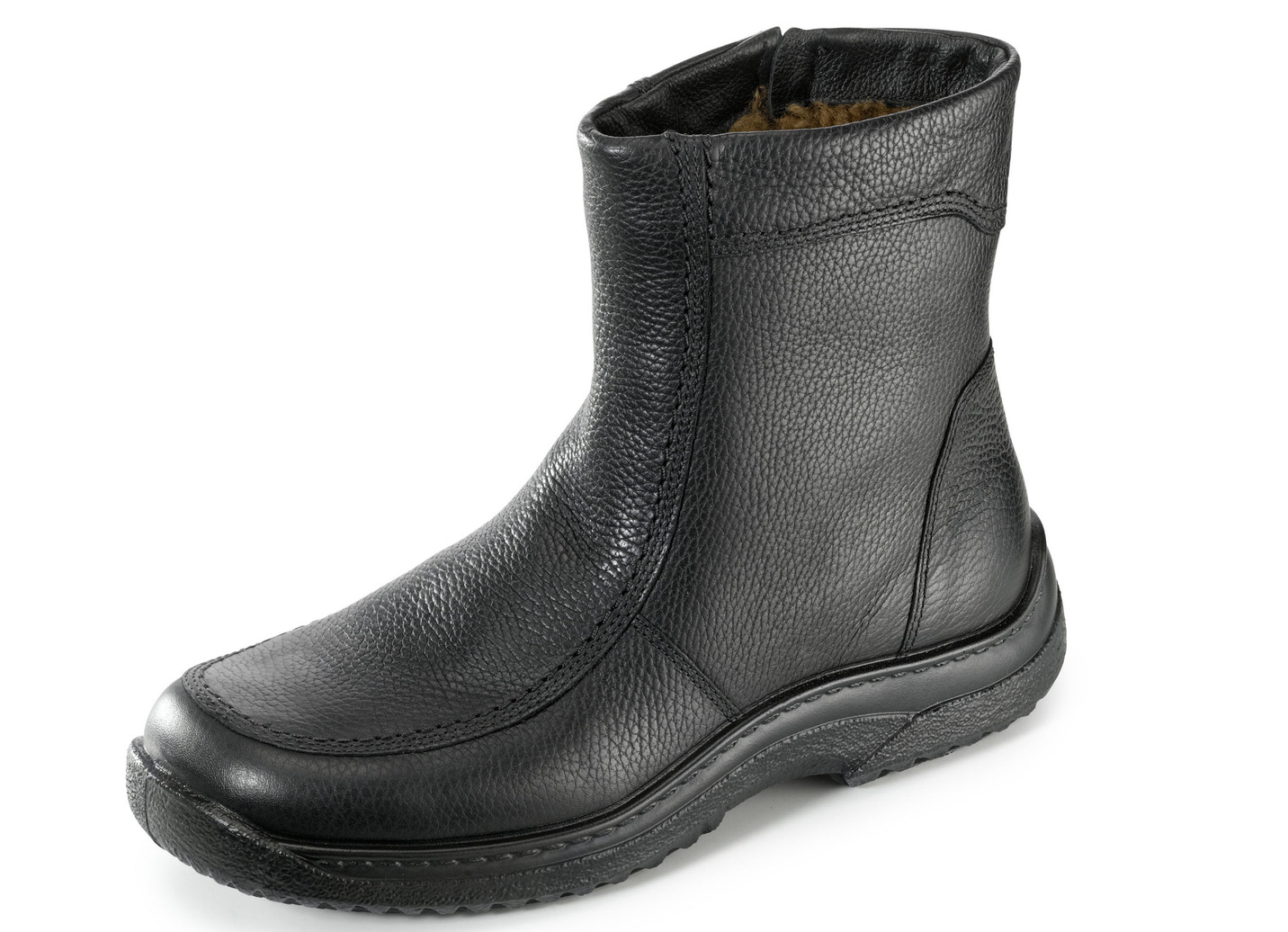 Stiefel mit echtem Lammfellfutter, Schwarz, Größe 45 von BADER