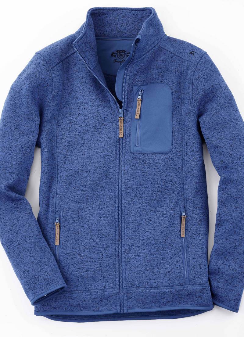 Strickfleece-Kurzjacke, Blau Meliert, Größe S (46) von BADER