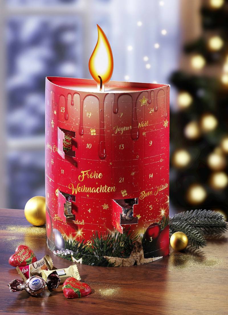 Süßer Adventskalender in Form einer Kerze, Rot von BADER
