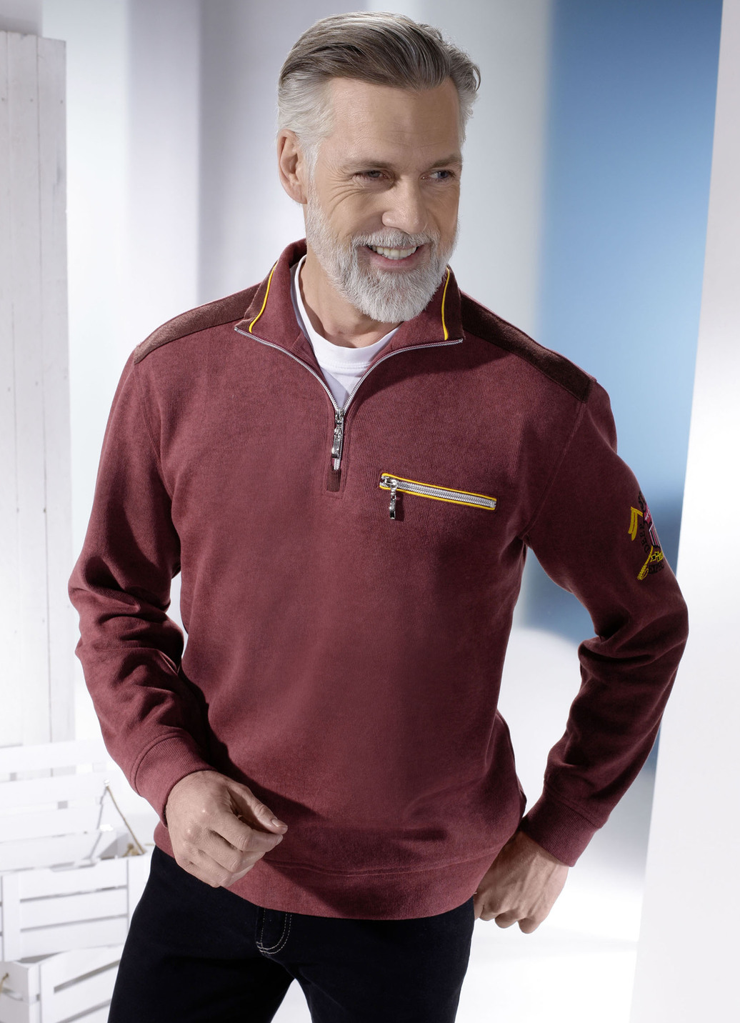 Sweatshirt in 3 Farben, Rostbraun, Größe 46 von BADER