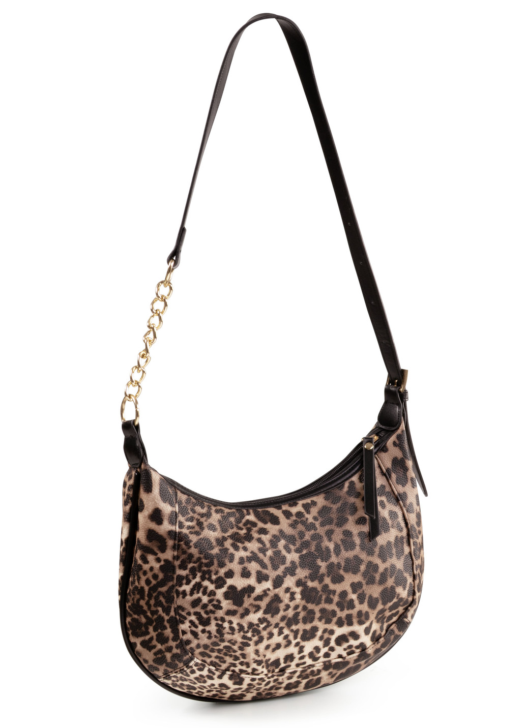 Tasche, Damen, mit verstellbarem Umhängeriemen mit Ketten-Detail, Braun-Schwarz von BADER