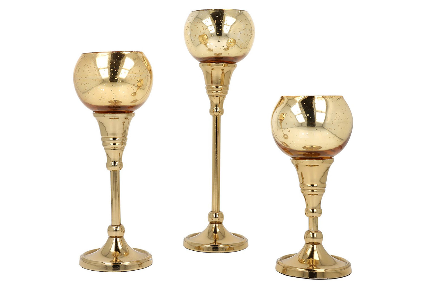 Teelichthalter, 3er-Set, Gold Teelichthalter, 3er-Set, Gold von BADER