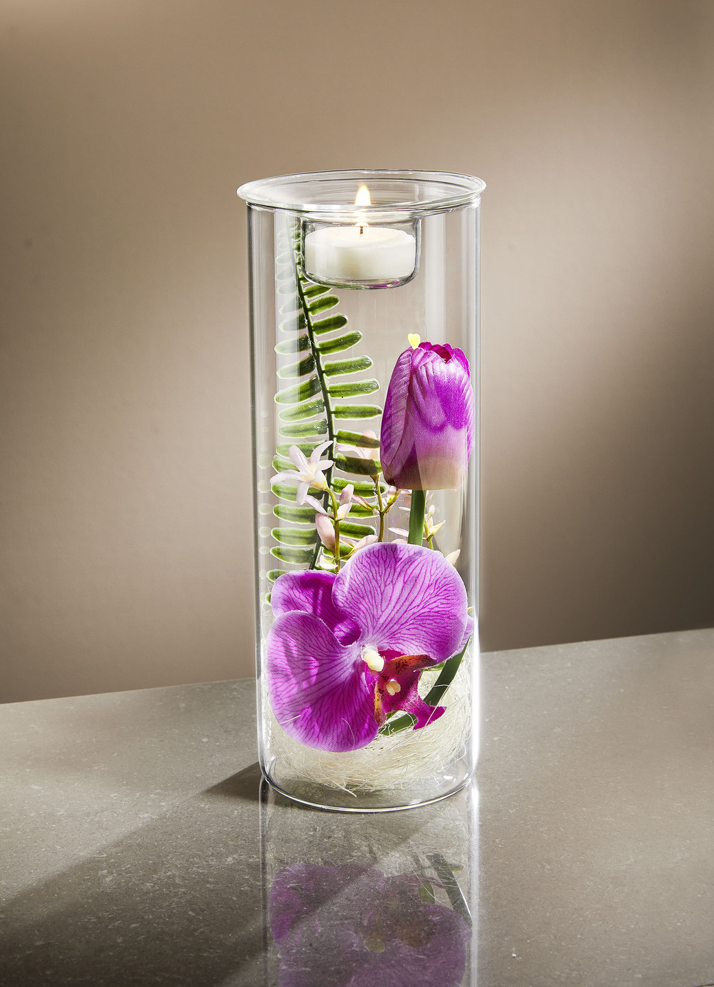 Teelichthalter in Zylinderform, Lila-Grün Teelichthalter in Zylinderform, Lila-Grün von BADER