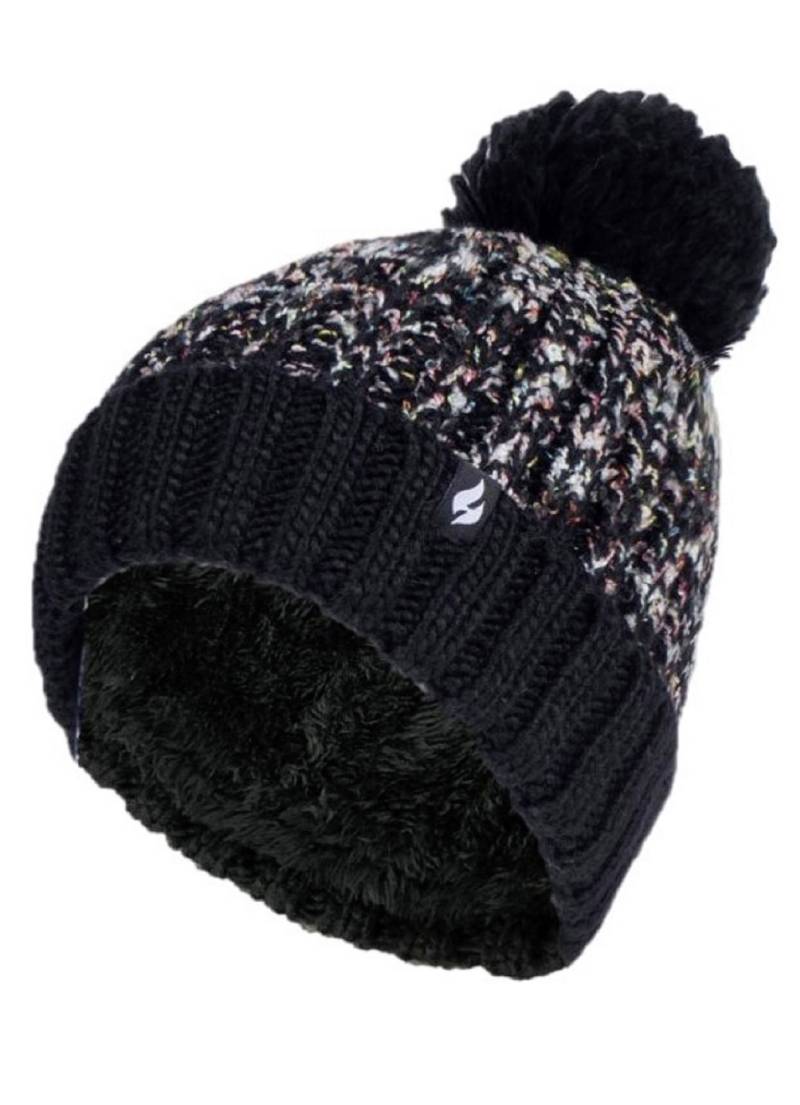 Thermo-Mütze mit Bommel von Heat Holders®, Schwarz von BADER