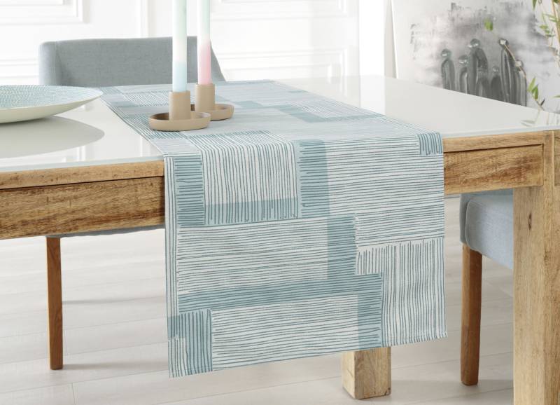 Tischdecke mit Fleckschutz-Ausrüstung, Größe 105 (Läufer, 40/140 cm), Aqua von BADER