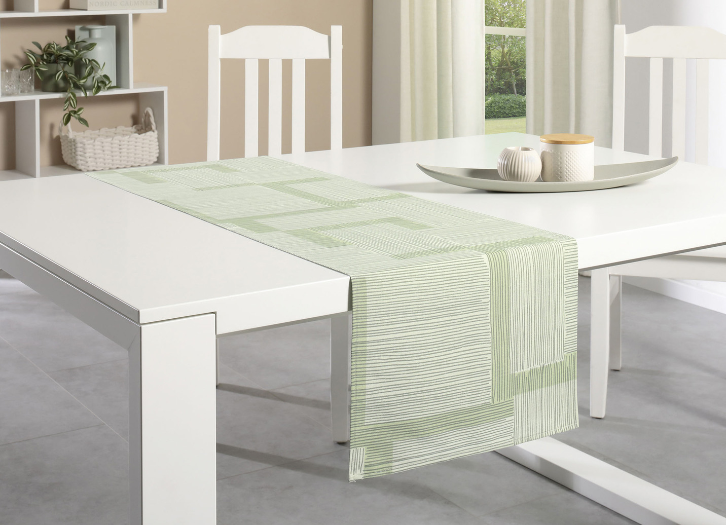 Tischdecke mit Fleckschutz-Ausrüstung, Größe 105 (Läufer, 40/140 cm), Pistazie von BADER