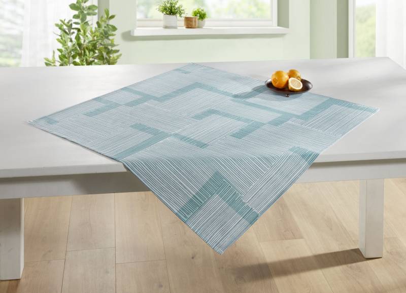 Tischdecke mit Fleckschutz-Ausrüstung, Größe 108 (Tischdecke, 80/ 80 cm), Aqua von BADER