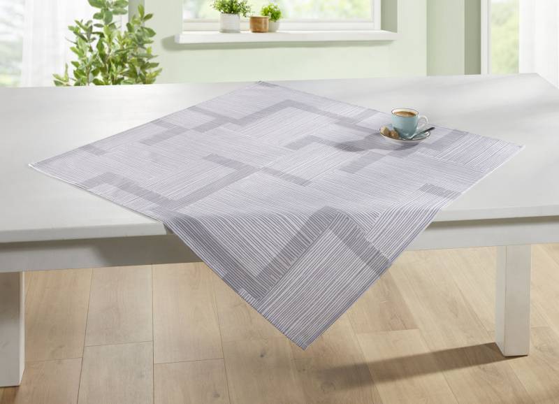 Tischdecke mit Fleckschutz-Ausrüstung, Größe 108 (Tischdecke, 80/ 80 cm), Silber von BADER