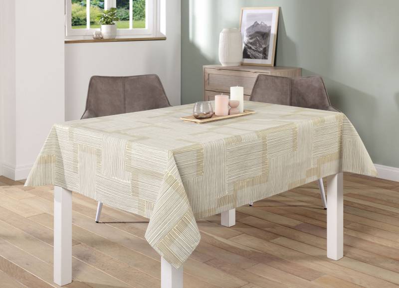 Tischdecke mit Fleckschutz-Ausrüstung, Größe 140 (Tischdecke, 130/220 cm), Creme von BADER