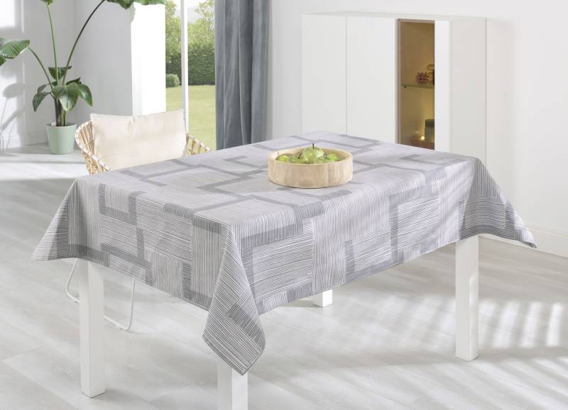 Tischdecke mit Fleckschutz-Ausrüstung, Größe 140 (Tischdecke, 130/220 cm), Silber von BADER
