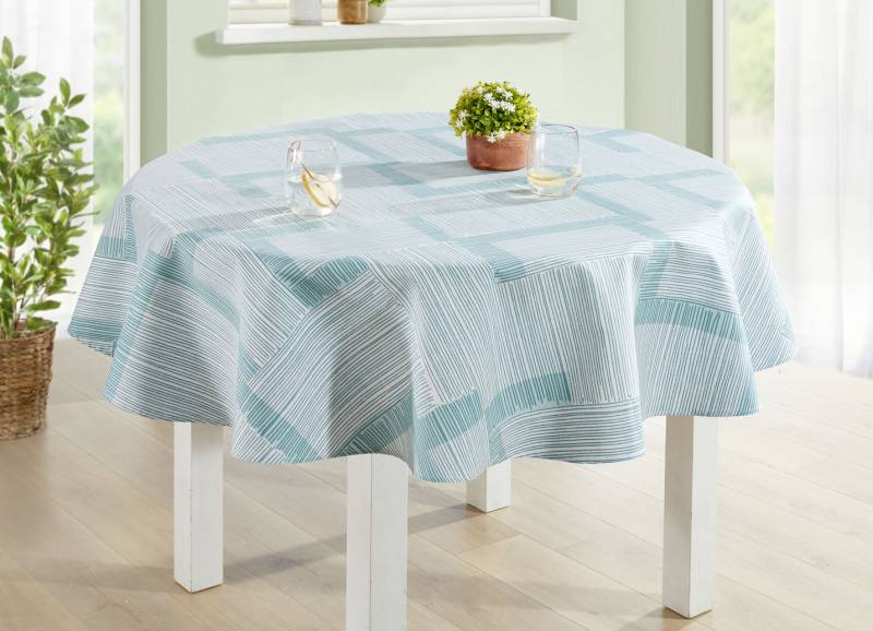 Tischdecke mit Fleckschutz-Ausrüstung, Größe 160 (Tischdecke rund, ø 140 cm), Aqua von BADER