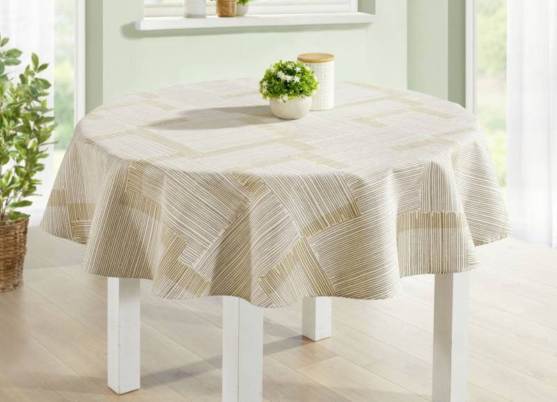 Tischdecke mit Fleckschutz-Ausrüstung, Größe 160 (Tischdecke rund, ø 140 cm), Creme von BADER
