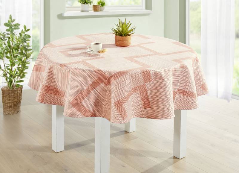 Tischdecke mit Fleckschutz-Ausrüstung, Größe 160 (Tischdecke rund, ø 140 cm), Pfirsich von BADER