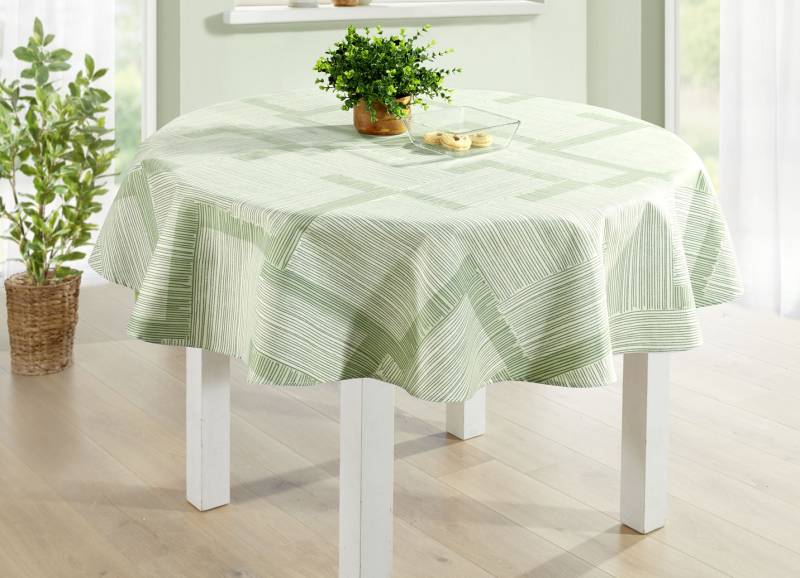 Tischdecke mit Fleckschutz-Ausrüstung, Größe 160 (Tischdecke rund, ø 140 cm), Pistazie von BADER