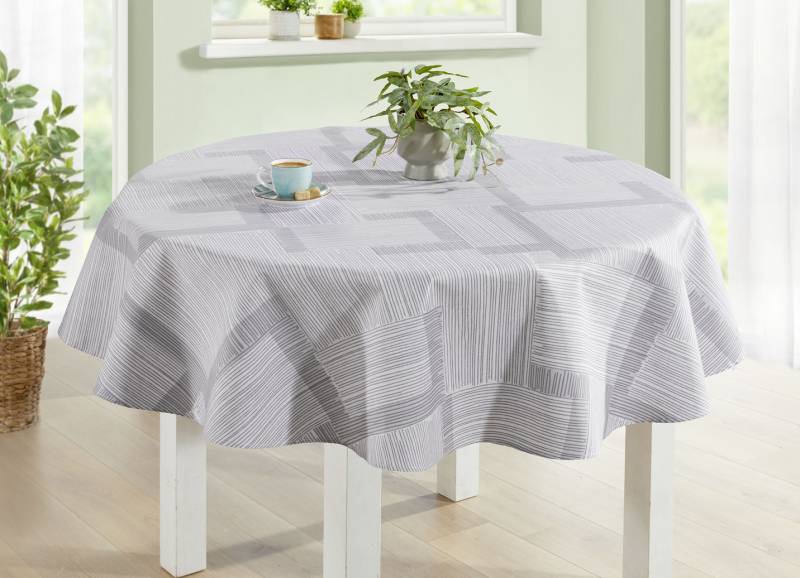 Tischdecke mit Fleckschutz-Ausrüstung, Größe 160 (Tischdecke rund, ø 140 cm), Silber von BADER