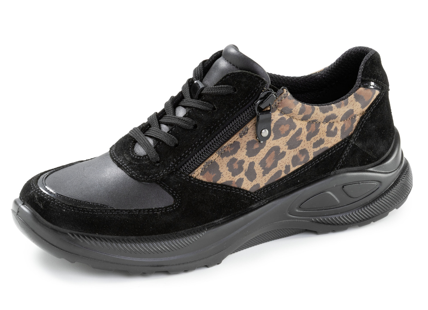 Trendige Damen-Schnürschuhe, Weite K, mit herausnehmbarem Fußbett, Schwarz-Braun, Größe 39 Trendige Damen-Schnürschuhe, Weite K, mit herausnehmbarem Fußbett, Schwarz-Braun, Größe 39 von BADER