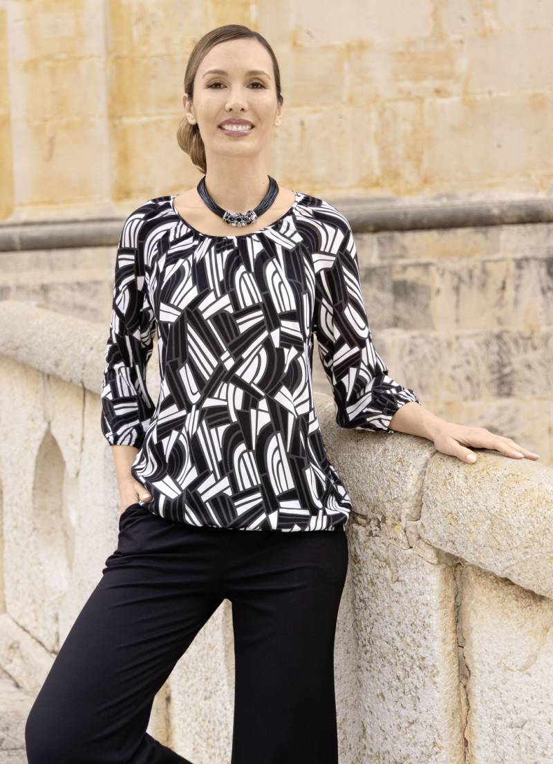 Tunika mit elastischen Abschlüssen, Schwarz-Weiss-Grau, Größe 52 von BADER