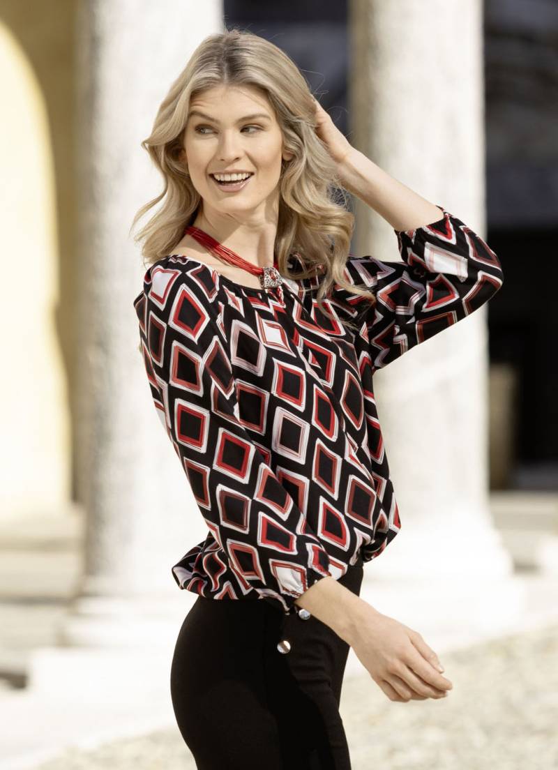 Tunika mit farbbrillantem Druck, Schwarz-Bunt, Größe 38 von BADER