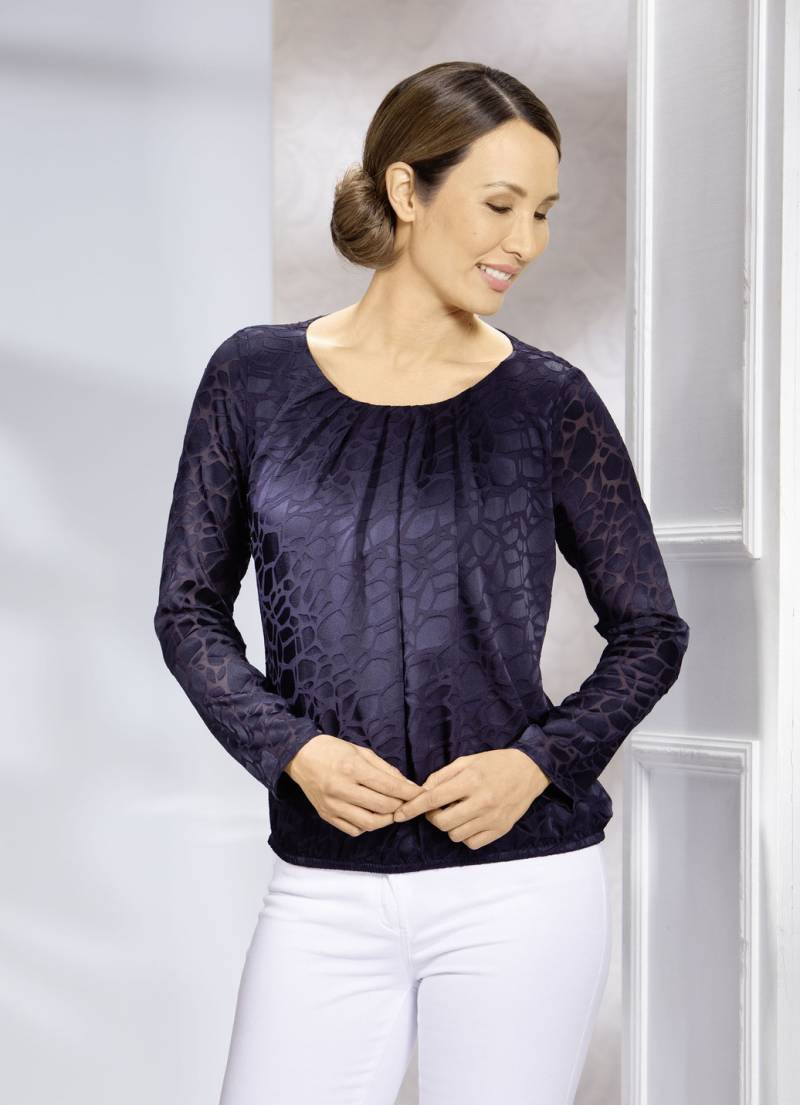 Tunika mit hübscher Fältelung, Nachtblau, Größe 42 von BADER