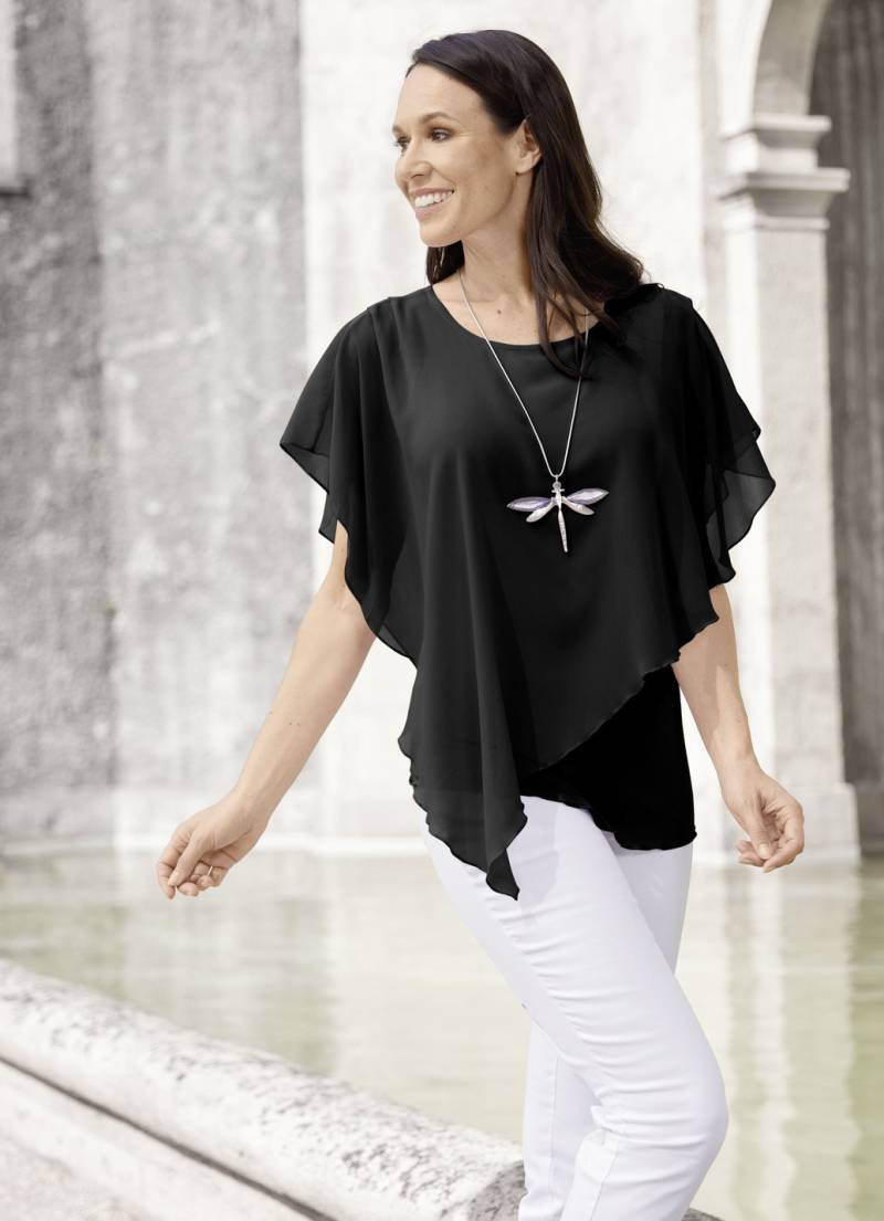 Unifarbene Poncho-Tunika, Schwarz, Größe 48 von BADER