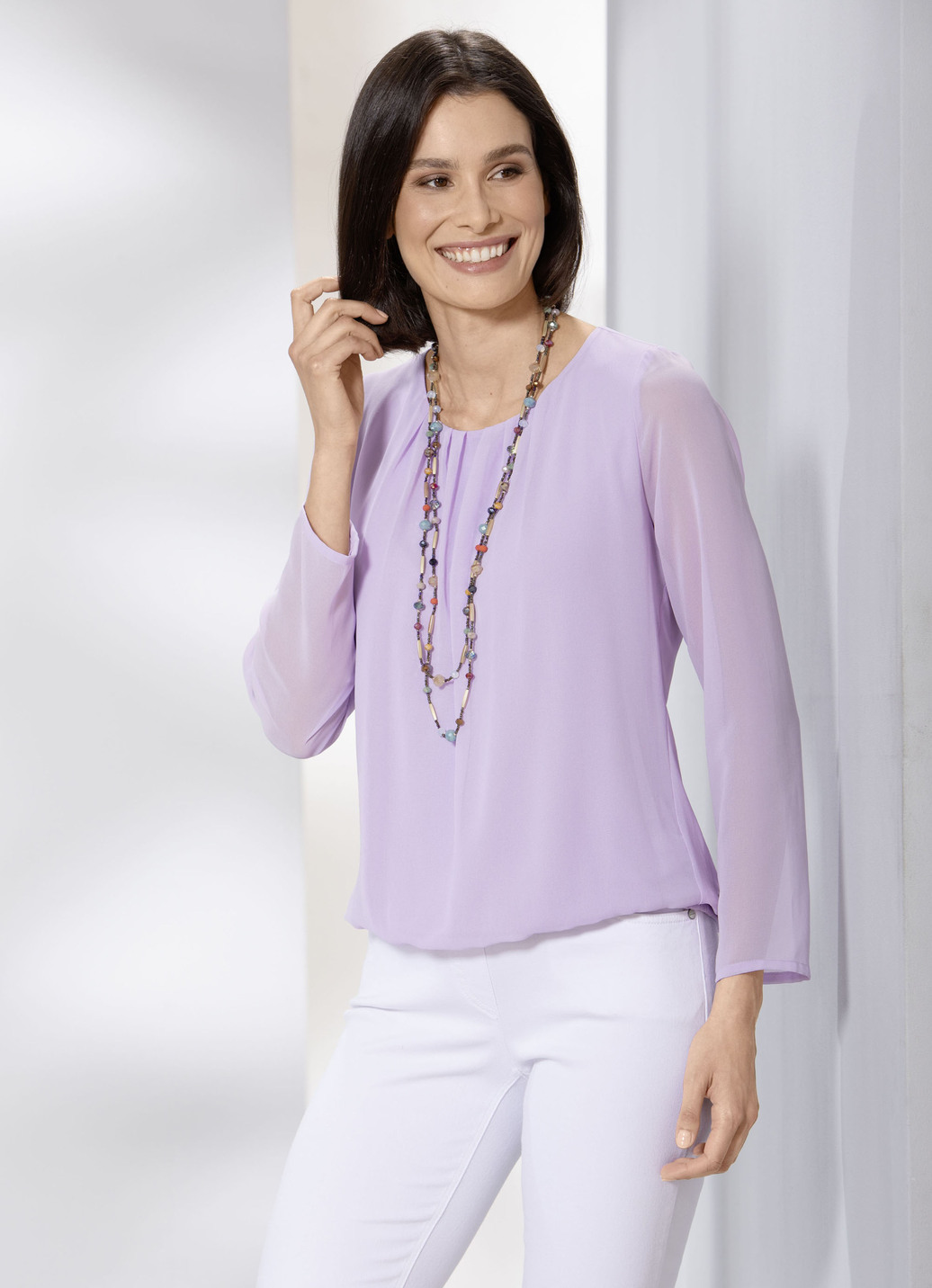 Unifarbene Tunika, Flieder, Größe 50 von BADER