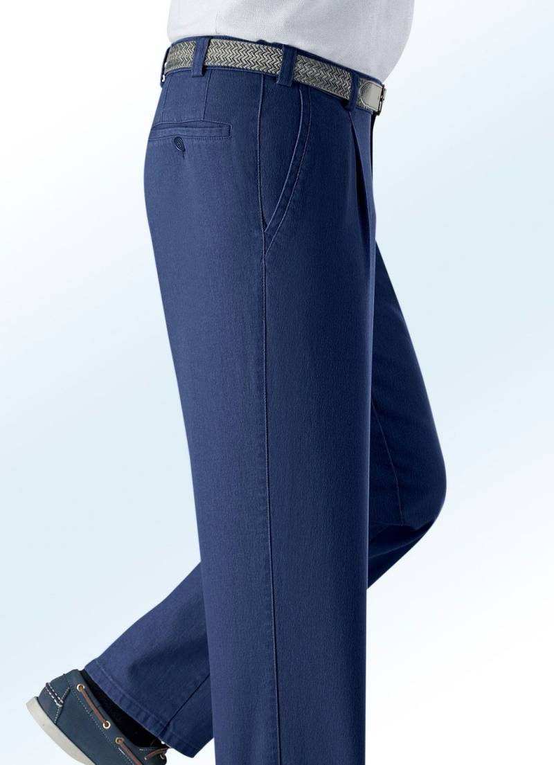 Unterbauch-Jeans mit Gürtel in 3 Farben, Jeansblau, Größe 52 von BADER